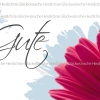 Faltkarte mit dem Schriftzug "Alles Gute" und einer pinken Blume im Vordergrund.