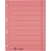 Rotes Trennblatt mit seitlichen Registertaben und nummerierten Linien zur Beschriftung.