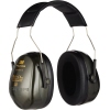 Kapselgehörschutz mit breiten Polstern und verstellbarem Bügel in grauer Farbe.