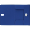 Blaue Dokumentenmappe mit zwei Innenfächern und Klemmverschluss.