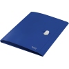 Blaue Dokumentenmappe aus 100 % recycelbarem Material mit Verschluss.
