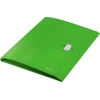 Grüne, blickdichte Dokumentenmappe aus 100 % recycelbarem Material mit Druckknopfverschluss.