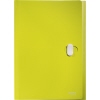 Recycelbare gelbe Fächermappe mit Verschluss und zusätzlichem Ablagefach.