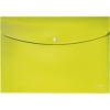 Gelbe Sammelmappe aus recyceltem PP mit Druckknopfverschluss, frontal abgebildet.