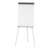 Flipchart mit dreibeinigem Gestell und verstellbarem Blockhalter, in aufrechter Position.