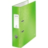 Grüner Kunststoffordner in DIN A4 mit einzigartiger Oberflächenstruktur und zwei Mechaniköffnungen.