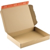 Offene Versandkarton Modulbox mit Selbstklebeverschluss und flachem Boden in braunem Karton.