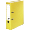 Gelber Ordner mit 80 mm Rückenbreite und Aufbewahrungsfeldern, aus abwischbarem Kraftpapier.