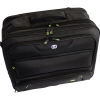 Schwarzer Notebooktrolley mit mehreren Reißverschlusstaschen und Griff.