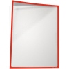 Roter Magnetrahmen im DIN A3 Format mit transparentem Blatt, schräg von vorne Ansicht.
