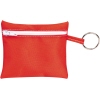 Rote taschenfreundliche Aufbewahrung mit Reißverschluss und Schlüsselring.