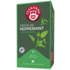 Teekanne Tee Premium Pfefferminze in grüner Verpackung mit 20 Teebeuteln.
