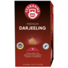 Packung mit 20 Teebeuteln Premium Darjeeling, rot mit abgebildeter Teekanne und Informationen.