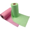 Zwei Rollen wischtücher in pink und grün mit gewelltem Muster auf einer glatten Oberfläche.