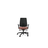 Bürodrehstuhl mit ergonomischer Form und pinkem Netzrücken, frontal abgebildet.