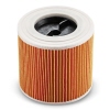 Patronenfilter in zylindrischer Form mit orangefarbenen Lamellen und schwarzem Einsatz.