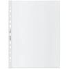 Weiße Prospekthülle mit Universallochung für die Ablage in Ordnern.