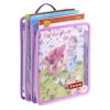 Faltbare Heftbox in Pink und Transparent mit ausziehbaren Seiten und Tragegriff.