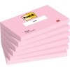 Pinkfarbene Post-it® Haftnotizen in gestapelter Anordnung mit Beschriftungsfeld.