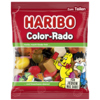 Tüte mit HARIBO Fruchtgummi Color-Rado, bunt gemischte Fruchtgummis in verschiedenen Formen.