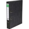 Schwarzer Ordner im Wolkenmarmor-Design mit Schlitzen im Vorderdeckel, DIN A4, 50 mm.