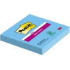 Blaues Paket mit Post-it Haftnotizen, Super Sticky, in diagonaler Ansicht.