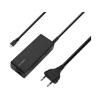 Targus USB-C Netzteil 100 W mit Kabel und Stecker in schwarzer Farbe.