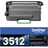 Schwarzer Brother Toner TN-3512 in Verpackung mit sichtbarem Produktnamen und Hinweis auf A4-Größe.