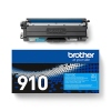 Brother Toner TN-910C in cyan, sichtbar in einer Produktabbildung mit Verpackung.