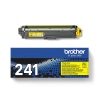 Gelber Brother Toner TN-241Y neben seiner Verpackung auf hellem Hintergrund.