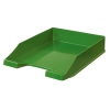 Grüne Briefablage mit leicht angeschrägter Vorderfront und breitem Greifausschnitt.