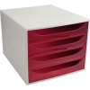 Exacompta Schubladenbox ECOBOX Linicolor® 4 Schubladen himbeerfarben transluzent Produktbild pa_produktabbildung_1 S