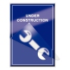 Laminierfolie mit abgerundeten Ecken und einer blauen "Under Construction"-Grafik im Hintergrund.