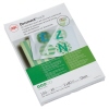 Verpackung von GBC Laminierfolie Document Pouch DIN A5 mit Designbeispiel und Produktdetails.