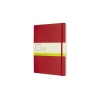Rotes, scharlachrotes Notizbuch mit Softcover und Papiereinband, vorne mit Banderole.