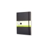 Schwarzes Moleskine Notizbuch Classic Softcover XL mit elastischem Band und Papierbanderole.