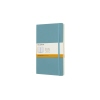 Moleskine Notizbuch Classic Softcover in riffblau mit liniertem Papier und Papierbanderole.