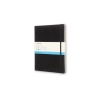 Schwarzes Moleskine Notizbuch Classic Hardcover XL mit punktkarierten Seiten und Papierbanderole.