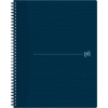 Dunkelblauer Collegeblock mit mattem Umschlag und Spirale, A4+ Format, kariert.