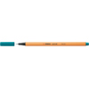 Fineliner in türkisblau mit orangefarbenem Schaft und Kappe, sichtbar von der Seite.