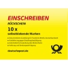 Selbstklebbare Briefmarken für Einschreiben/Rückschein in Deutschland, 10 Stück.