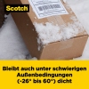 Braunes Paket, das mit Scotch® Packband bei Schnee und Kälte sicher verschlossen ist.