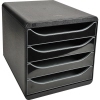 Schubladenbox BIG-BOX Glossy in Schwarz mit vier offenen Schubladen für Dokumentenablage.