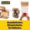 Polsterfolie aus Papier in Verwendung zum Schutz zerbrechlicher Gegenstände beim Transport.