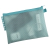 Transparenter Kleinkrambeutel in Pastell mit Reißverschluss und Inhalt in verschiedenen Formen.