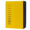 Gelbe Ordnungsmappe mit 12 Fächern und seitlicher Beschriftung für A-Z.