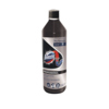 Schwarze Flasche mit Abflussreiniger-Gel, 1 Liter, gebündelt mit weißen und blauen Grafiken.