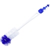 Flaschenbürste mit Kranz und langem Griff in Blau und Weiß.