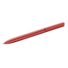Roter Metallkugelschreiber ohne Clip in minimalistischer Form, seitlich fotografiert.