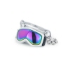 Metallschlüsselanhänger in Form einer Skibrille mit einer Schneeflocke als Anhänger.